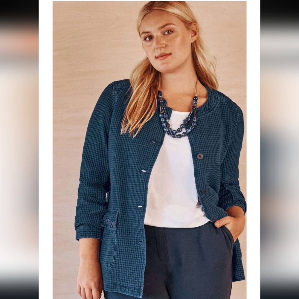 J. Jill Pure Jill Indigo Field Jacket, Size Large